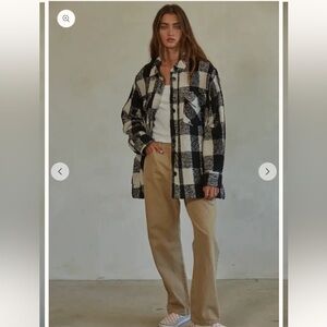 Cream and Black Buffalo Check Shacket